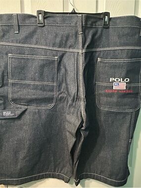Ralph Lauren Dark Blue Denim Shorts with White Stitching